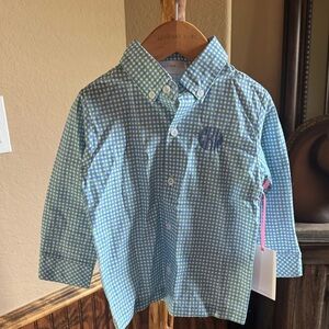 Cecil and Lou Button Down Shirt 3T Blue and Green